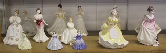 Collection of 10 Royal Doulton and 3 Coalport figurines